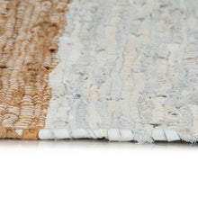 Tappeto Chindi Artigianale Pelle 190x280 cm Grigio Chiaro Tanno