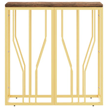 Tavolino Consolle Oro in Acciaio e Legno Massello di Recupero 70x30x70 cm