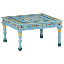 Tavolino Salotto Turchese Dipinto a Mano Legno Massello Mango 54x54x30 cm