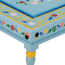 Tavolino Salotto Turchese Dipinto a Mano Legno Massello Mango 54x54x30 cm
