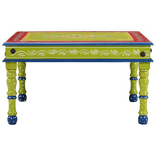 Tavolino Salotto Verde Dipinto a Mano Legno Massello di Mango 54x54x30 cm