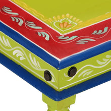 Tavolino Salotto Verde Dipinto a Mano Legno Massello di Mango 54x54x30 cm